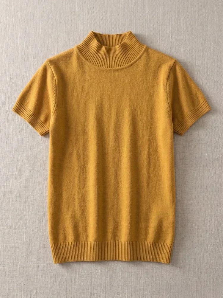 Modischer Einfarbiger Pullover Koreanischer Rollkragen Damen T-Shirt Lässige Vielseitige Oberteile 2026 Sommer Herbst Elegante T-Shirts – Detail 11