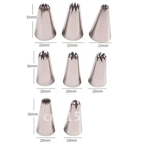 8 Pieces of Stainless Steel Fondant Decor Cookies Supplies Kitchen Gadgets Pastry Nozzle Set Multi Purpose Silver