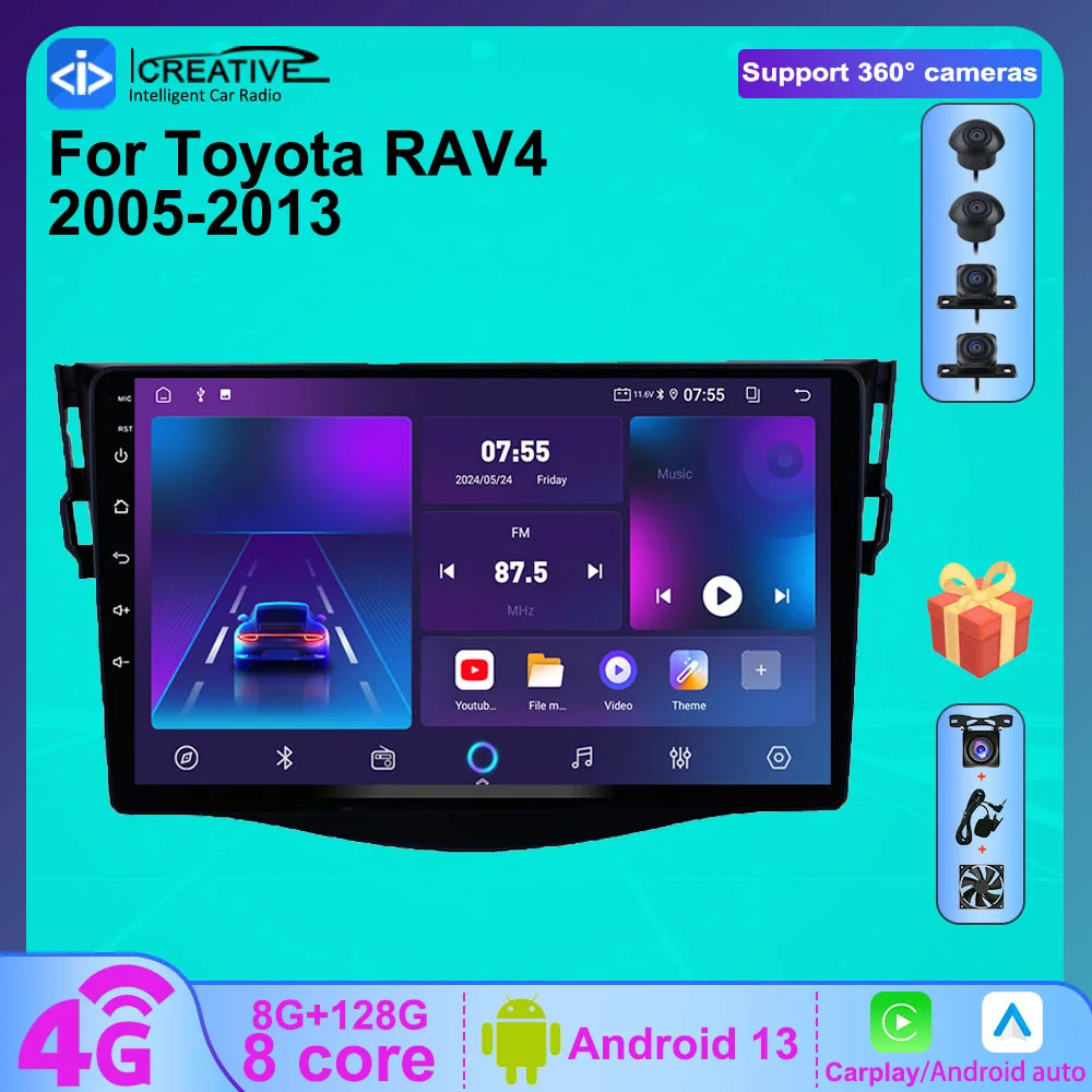

Android 13 Car Multimedia Video Player For Toyota RAV4 Rav 4 2005-2013 Carplay Android Auto Stereo 4G Wifi Stereo Navigation GPS