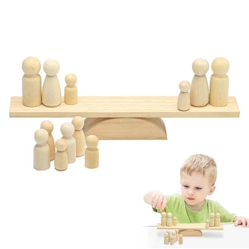 1Set Balance Scale Montessori Toy Set DIY Maple doll Baby Balance Training Constructor for Children Gifts Maple Doll Toys