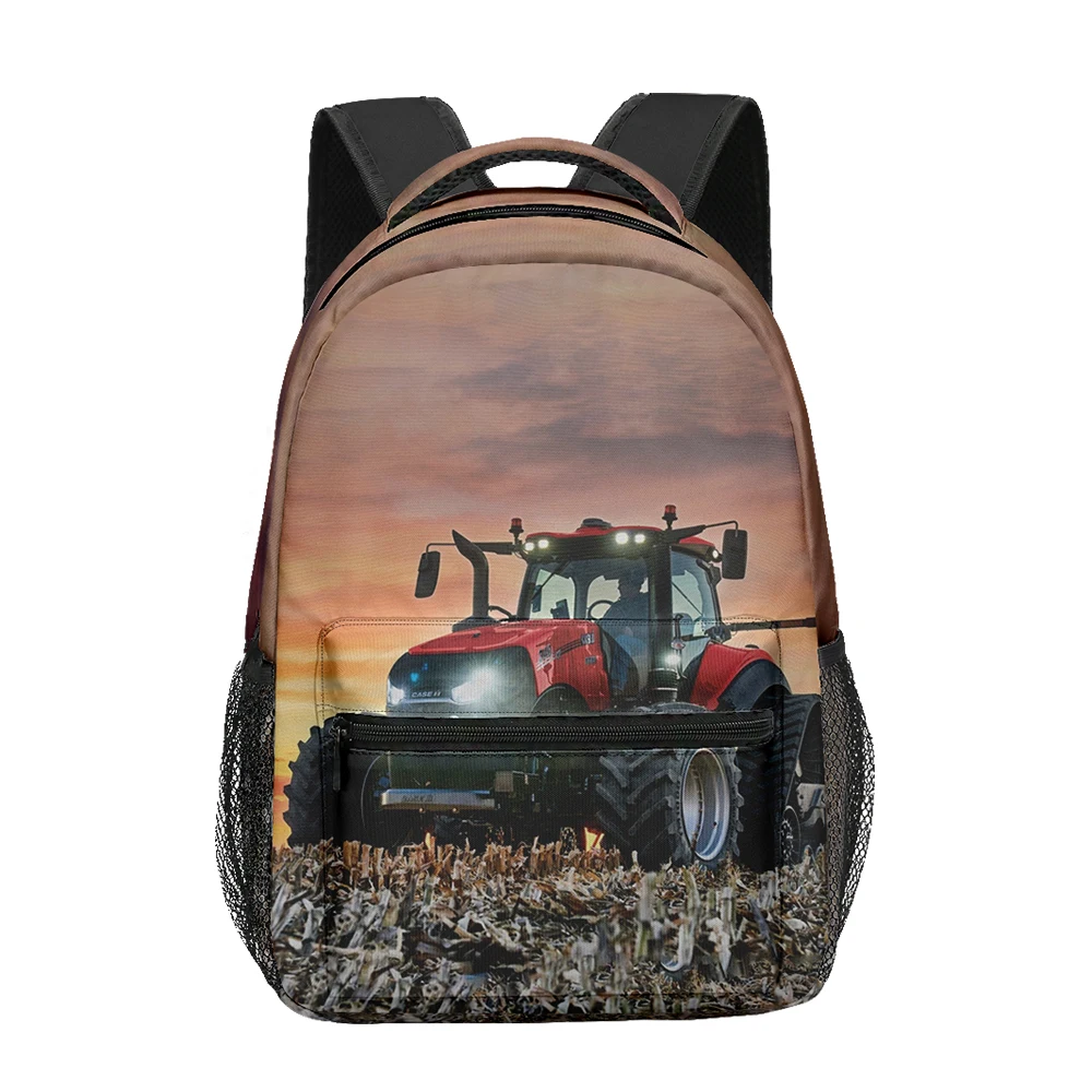 Cartoon Cool Youthful School Bags Unisex Tractor pattern Travel Bags 3D Print Oxford Waterproof Notebook Shoulder Backpacks