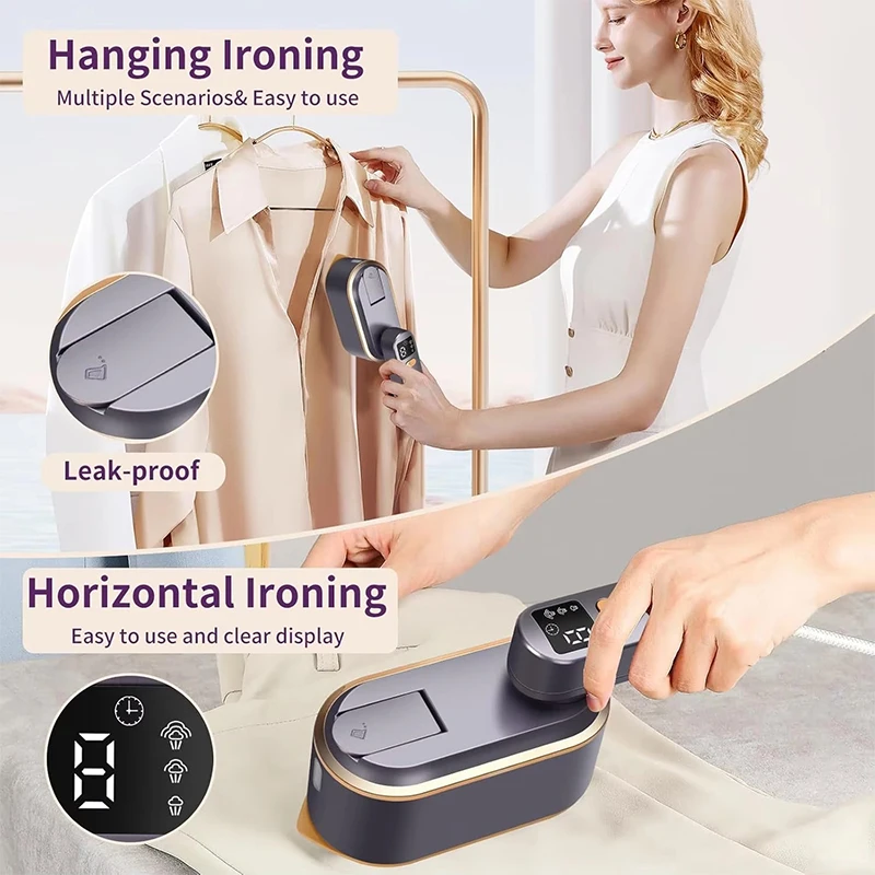 Handheld Portable Mini Steam Iron 180° Rotatable Handle 3 Levels Handheld Garment Steamer Fast Heating 150ml Tank for Travel