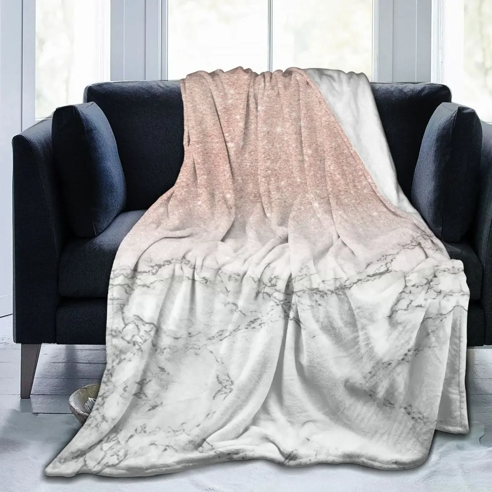 2026 Gold Marble On White Fleece Throw Blanket Modern Geometric Graphic Blanket For Sofa Bedroom Bed Couch Chair Or Floor Soft Q