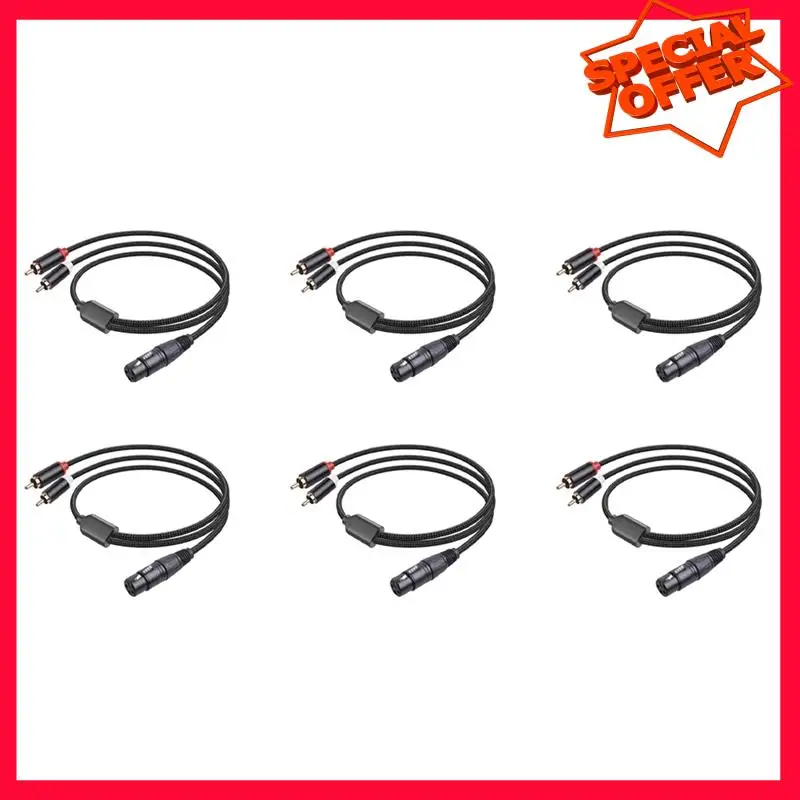 

-ESTR 6X 3 Pin XLR Female To Dual RCA Male Y Splitter Cable,Mixer Amplifier Audio Cable,Stereo Audio Interconnect Cable,1Meter