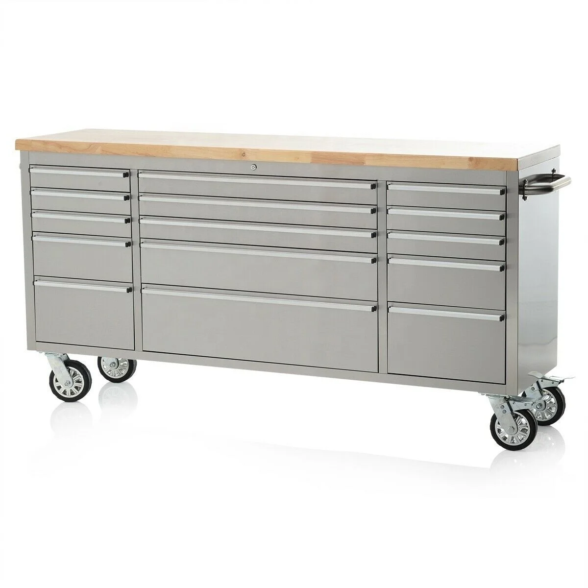 

Stainless Steel 72 15 Drawer Tool Cart with Cabinets