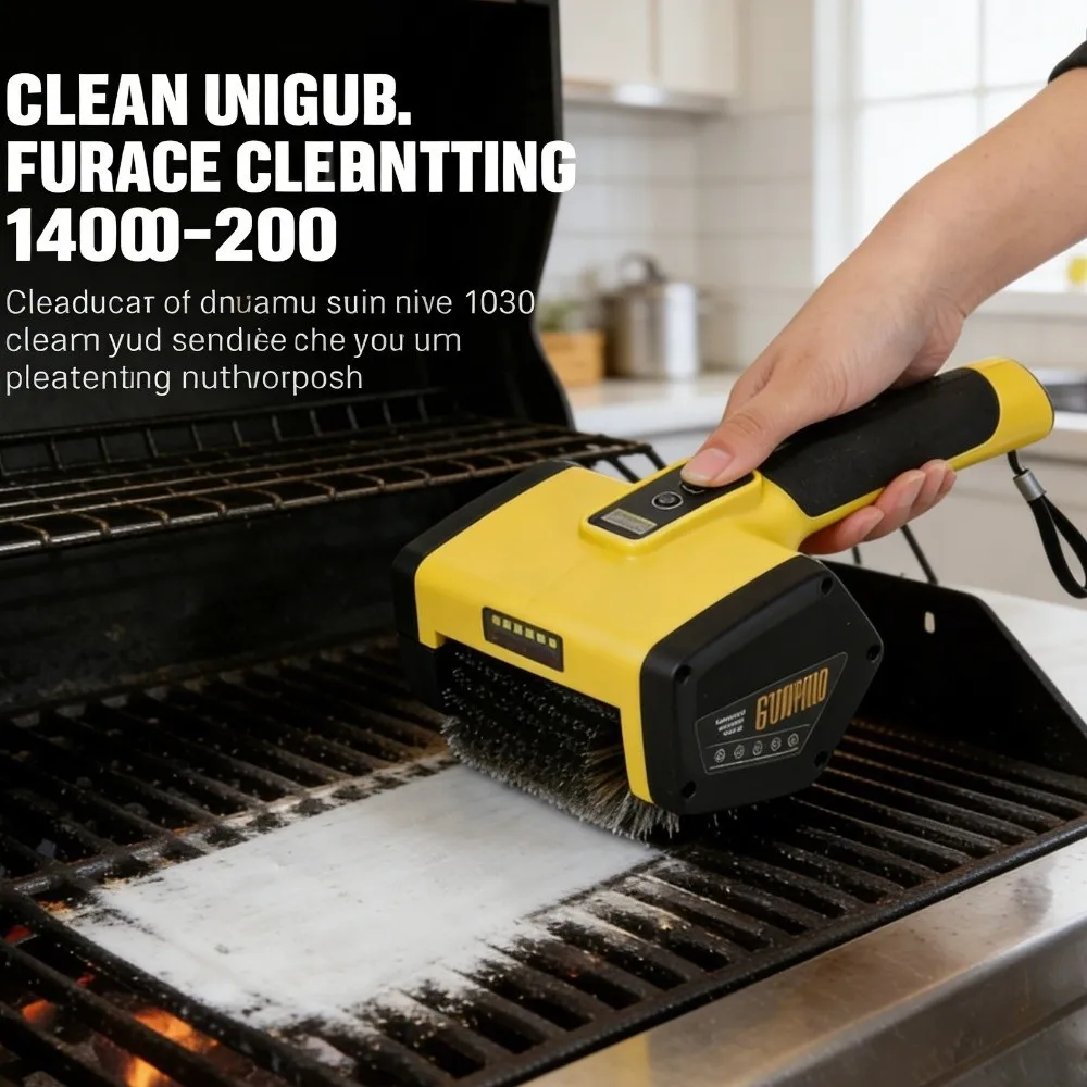 Wireless Electric Grill Brush LED Light Battery Level Display BBQ Grill Cleaning Brush Handheld Replaceable Brush Head