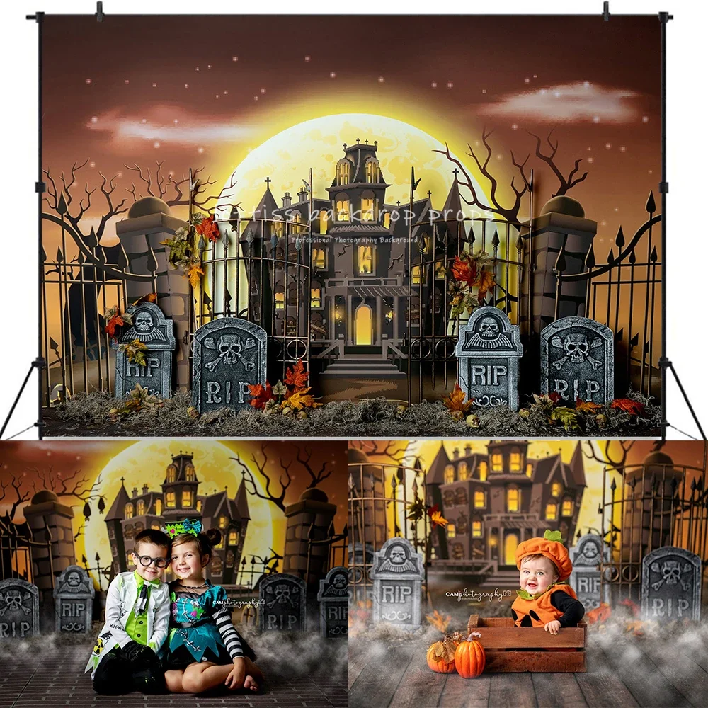 

Halloween Cemetery Ghost House Backdrop Kids Adult Party Props Child Baby Birthday Cake Smash Photography Decors Background