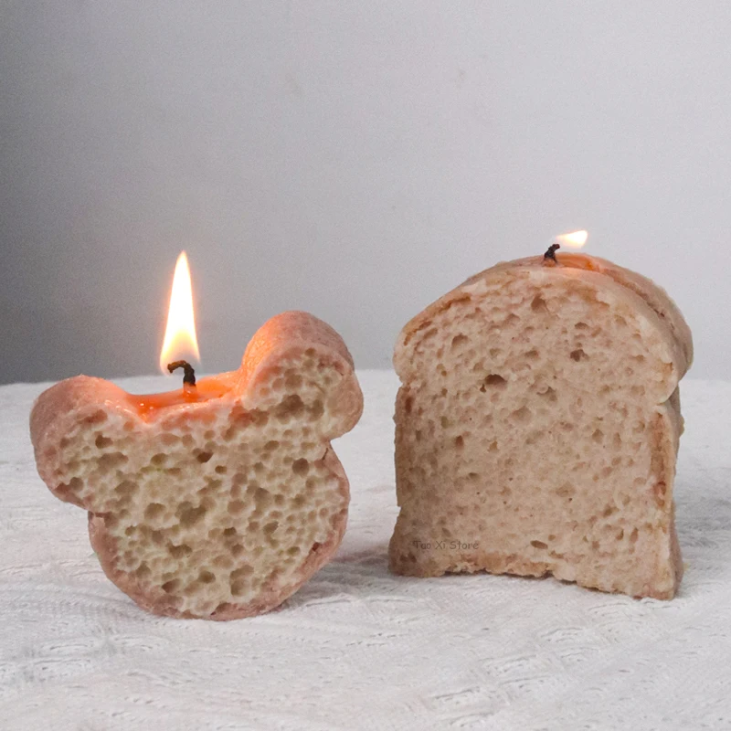 Cartoon Bread Candle Silicone Mold DIY Slices of Bread Craft Gifts Making Soap Plaster Chocolate Cookies Baking Molds Home Decor