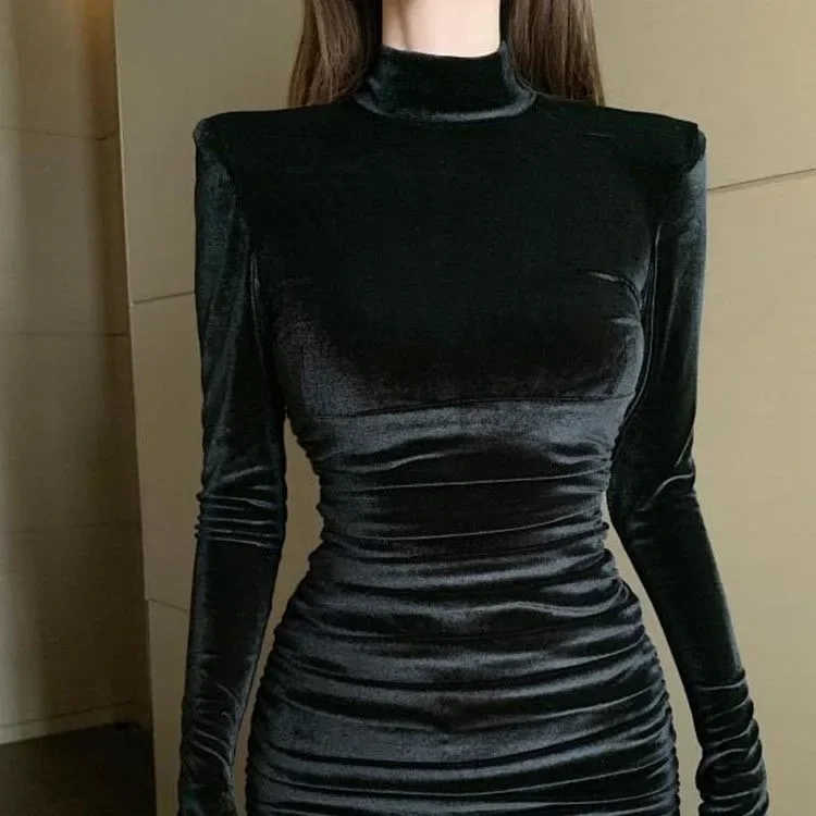 Blackpleuche Sexy Half-Polo-Kleid mit Rollkragen, Damenbekleidung, 2023, Herbst/Winter, neue Slims, glättet Ihre Silhouette, figurbetonter Rock