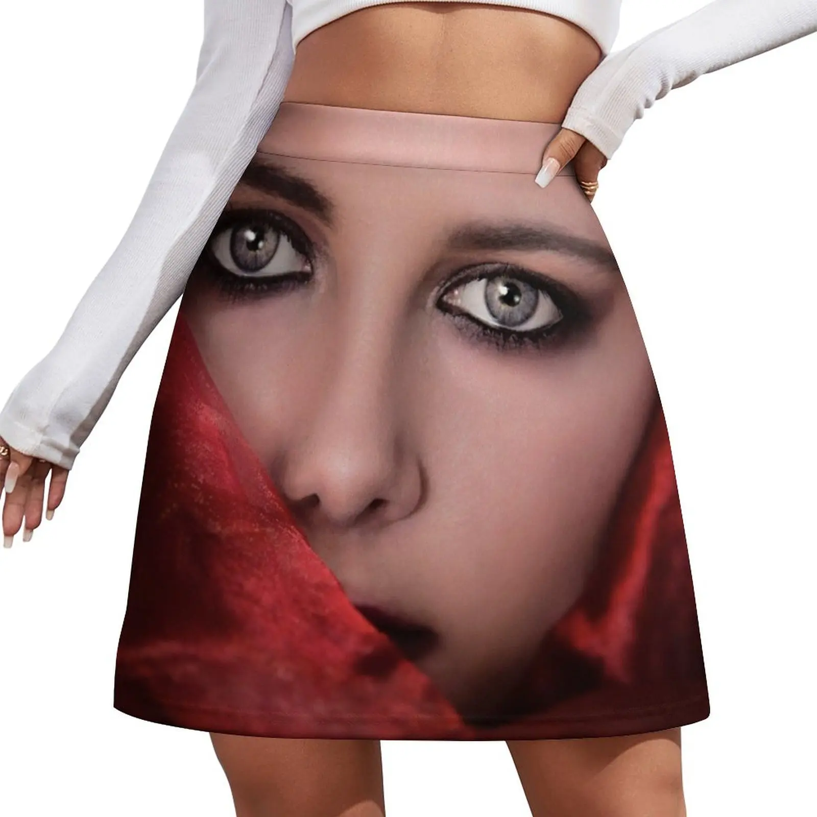 

Beautiful woman face wrapped in head scarf Mini Skirt women's skirt 2026 trend Clothes for summer fairy grunge