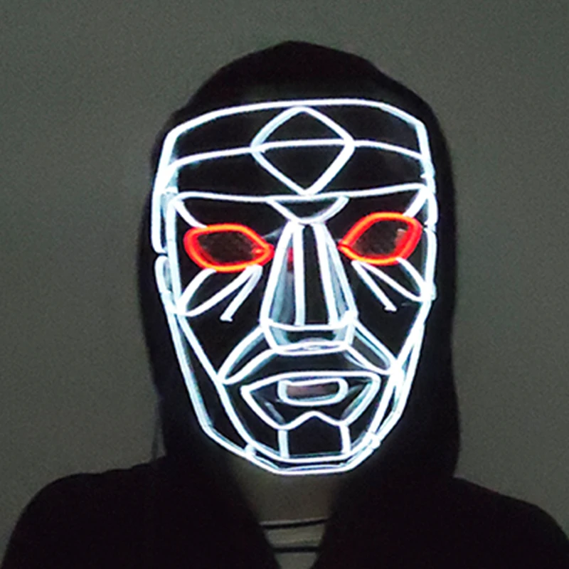 

2023 New LED Fashion Mask Halloween Luminous Neon Light Game Mask Glowing For Halloween Carvinal Party