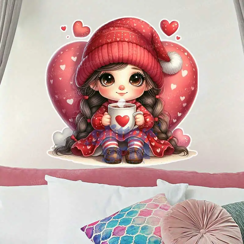Valentine's Day Heart Design Wall Stickers for Bathroom Living Room Cabinets Bedroom Laptop - Home Decor Decal AA227