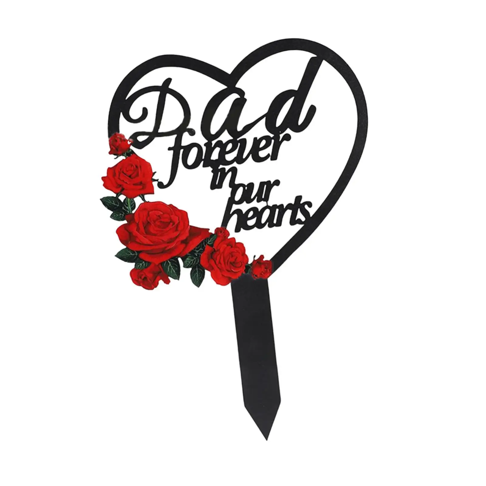 Memorial Grave Marker Cemetery Decoration Outdoor Flower Decorative Heart Sympathy Plaque for Sign Festival Party Funeral