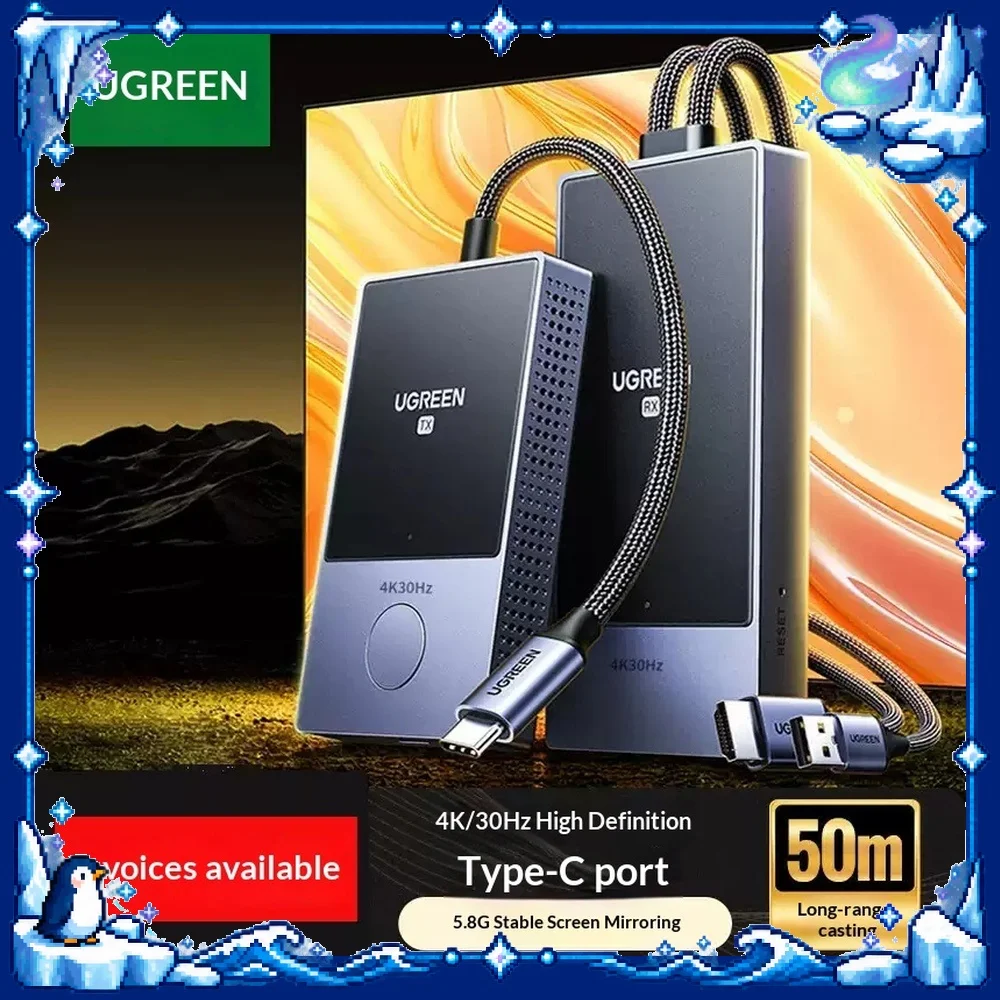 UGREEN CM738 Wireless Presentation System Type C HDMI 4K 50m Point to Point Screen Mirroring