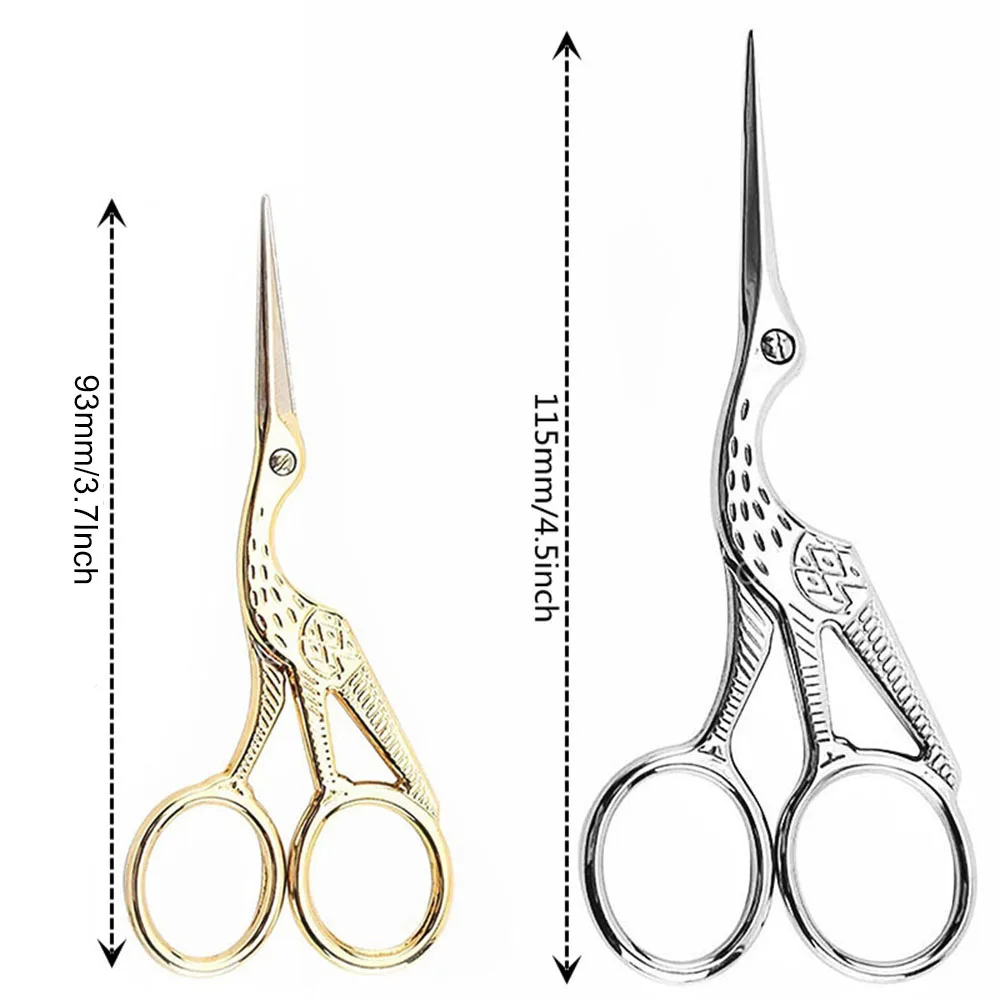 2PC Gold & Silver Stork Shaped Embroidery Shears Dressmaking Tailor's Scissors For Needle work, DIY Fabric Sewing Tools