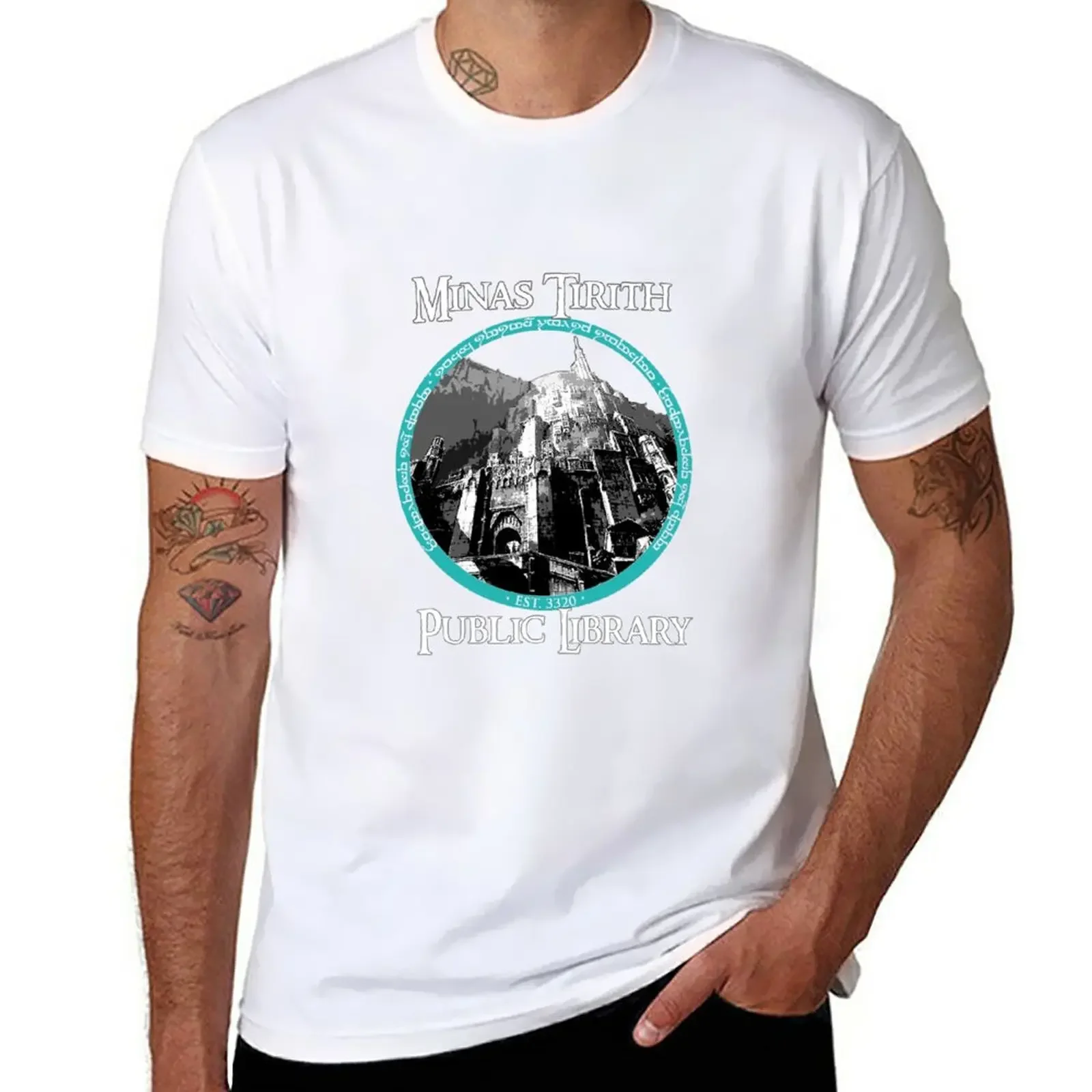 

MINAS TIRITH PUBLIC LIBRARY T-Shirt summer tops customs design your own fruit of the loom mens t shirts