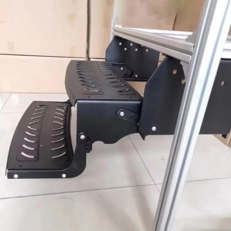 RV Manual Double Step Aluminum Anti-slip Recreational Vehicle Entering the Staircase for Rv Accessories