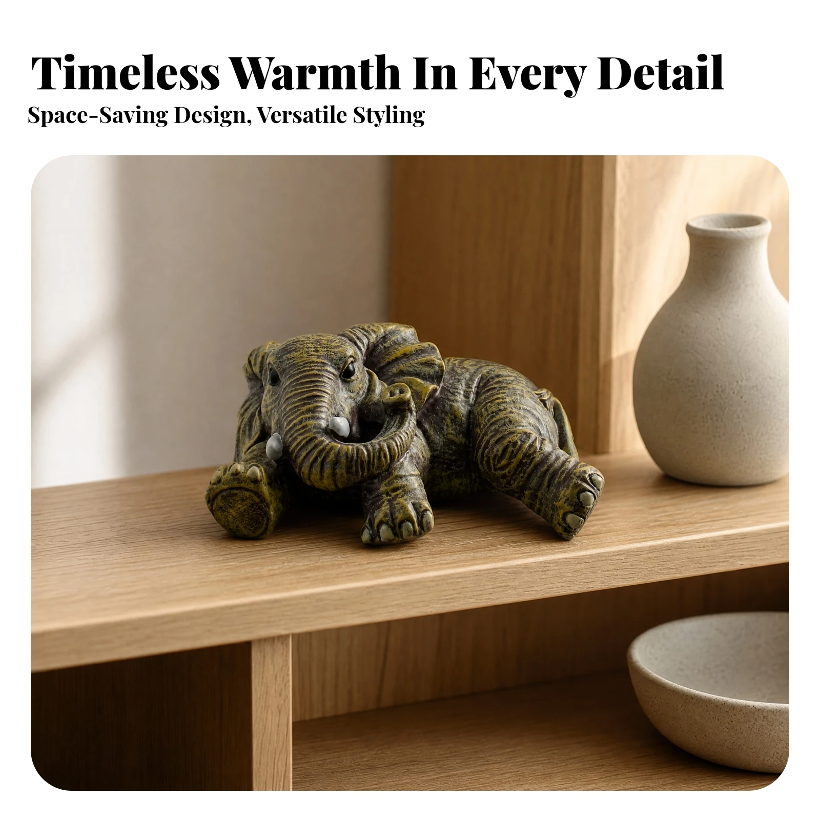Elephant Figurine Distressed Elephant Statue Decor Hand-Finished Long-Lasting for Home Decorators, Television Cabinet