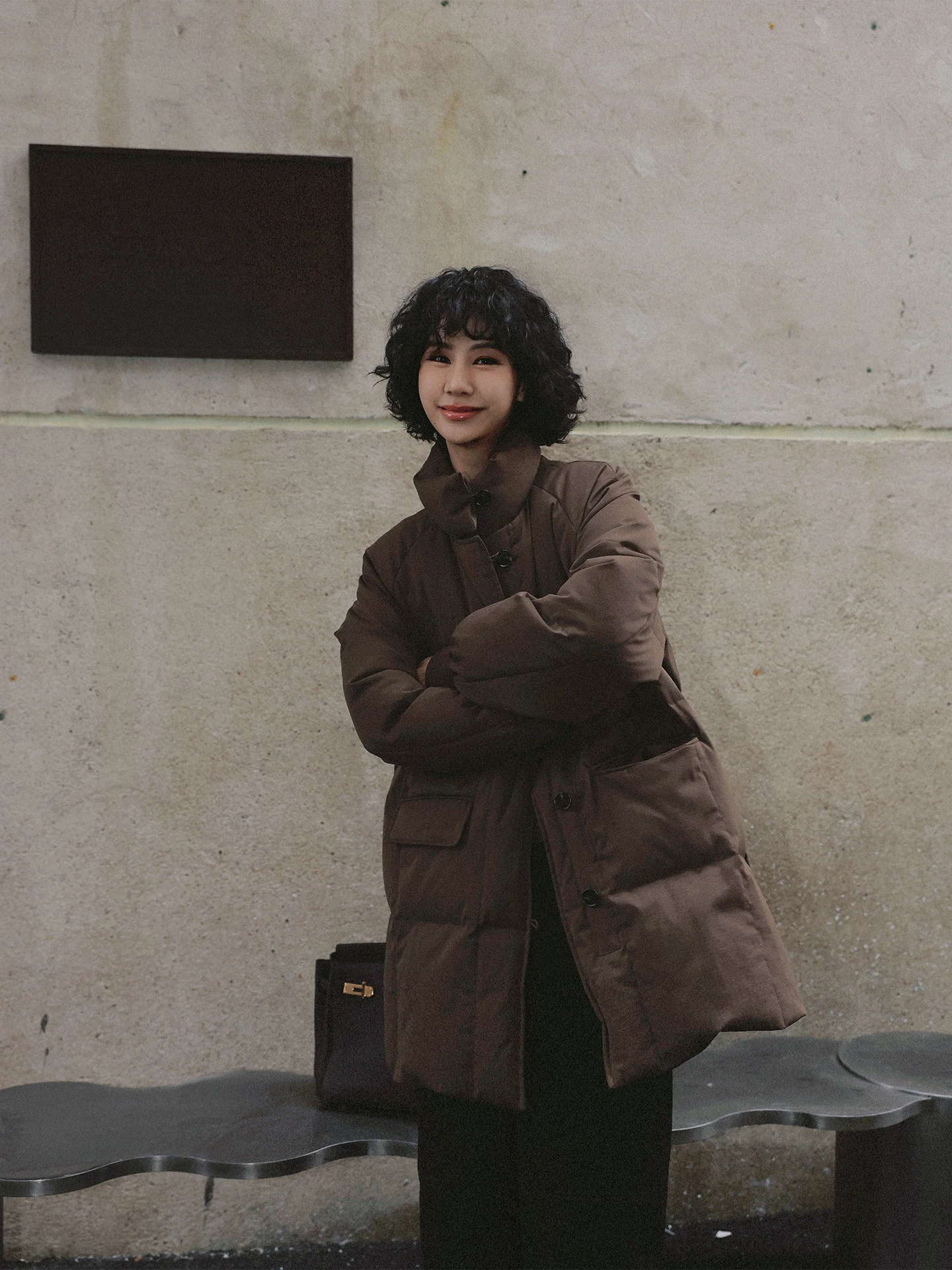 

TT Thiened Goose down Jaet Women's Mid-Length Winter Coat Warm Sli Pure Color Casual Faion Outerwear