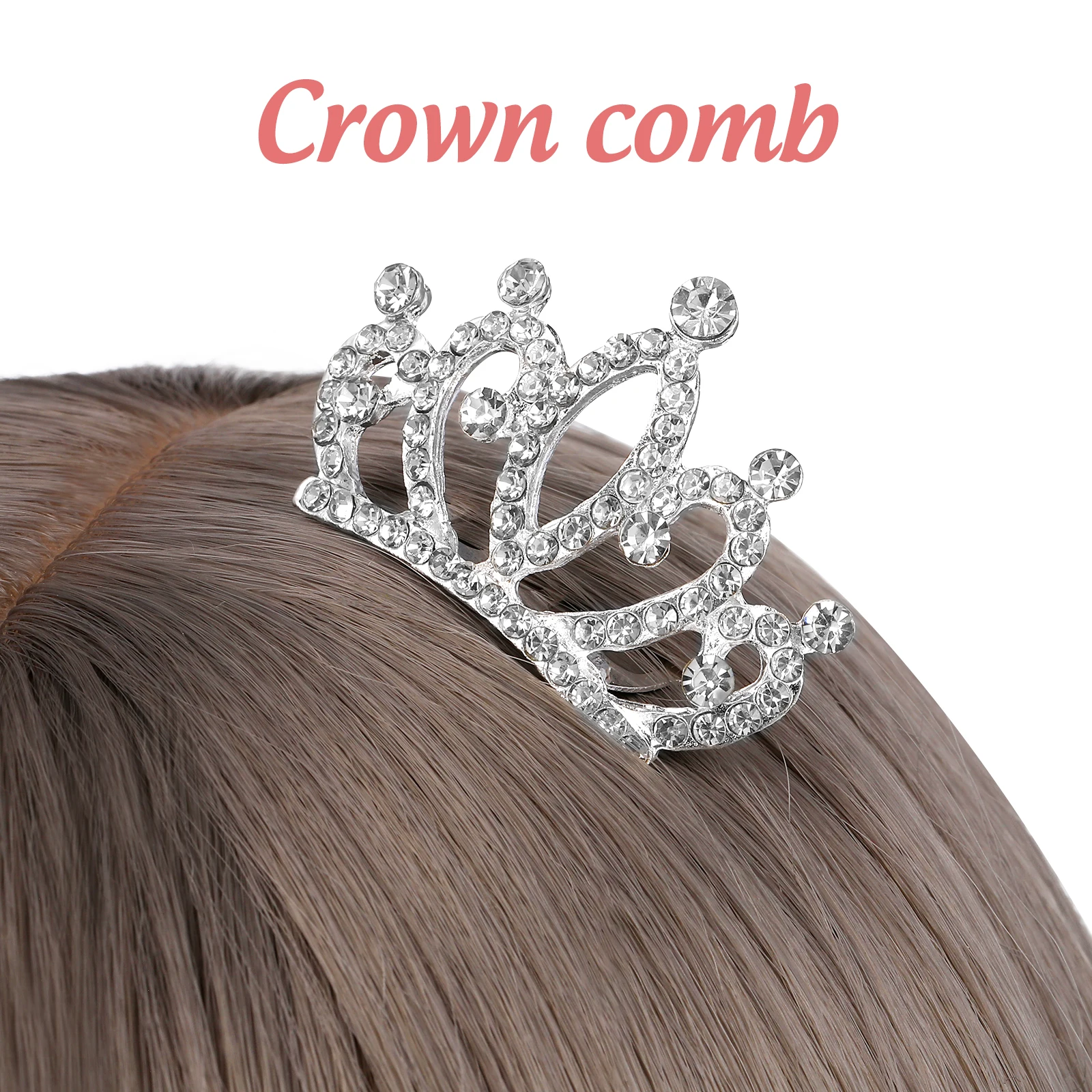 

4Pcs Princess Crown Comb Silver Tone Tiara with Comb Ideal for Kids Party Headdress Flower Girl Bridal Hair Accessories Use