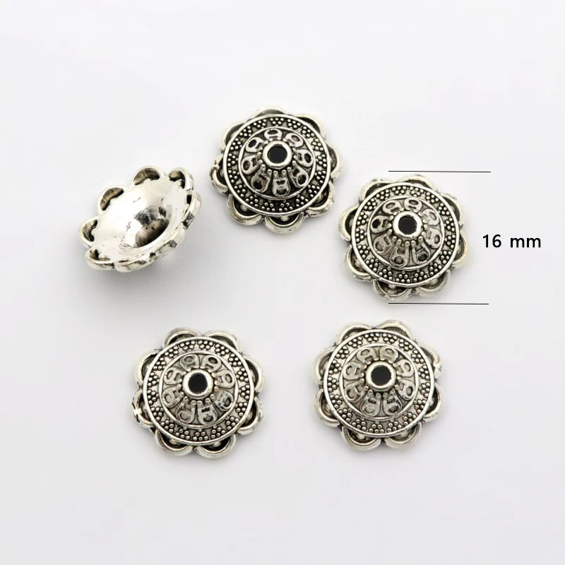 10Pcs 16x6mm Big Flower Loose Sparer End Bead Caps for Jewelry Making Finding Diy Beadworks Accessories Component Wholesale