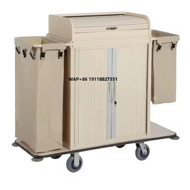 

Hotel Room Service Trolley Housekeeping Guestroom Cleaning Maid Cart Room Attendant Linen Trolley