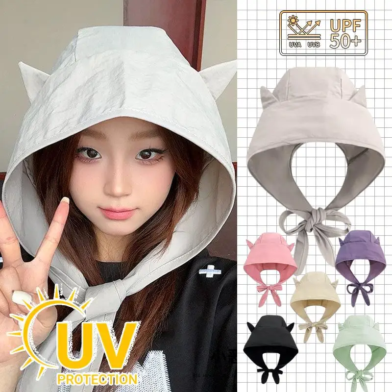 Sonnenhut für Damen mit großer Krempe, Monster-Corner-Design, Hängeseil, Fischerhut, Unisex, K-Pop-Stil