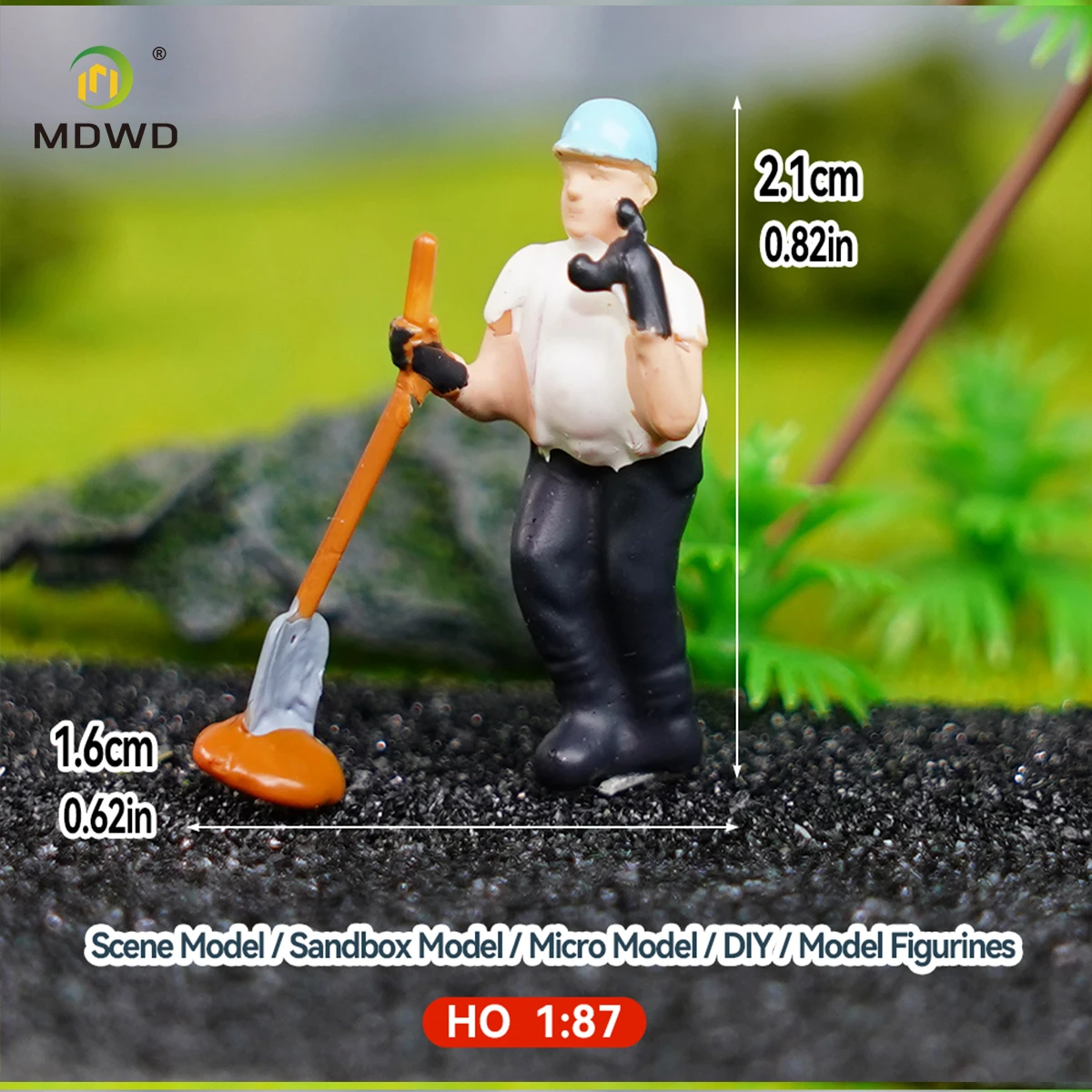 6Pcs Mini Construction Worker Figures Set with Tools for Train Diorama Architectural Sand Table Decor Micro Landscape Miniature