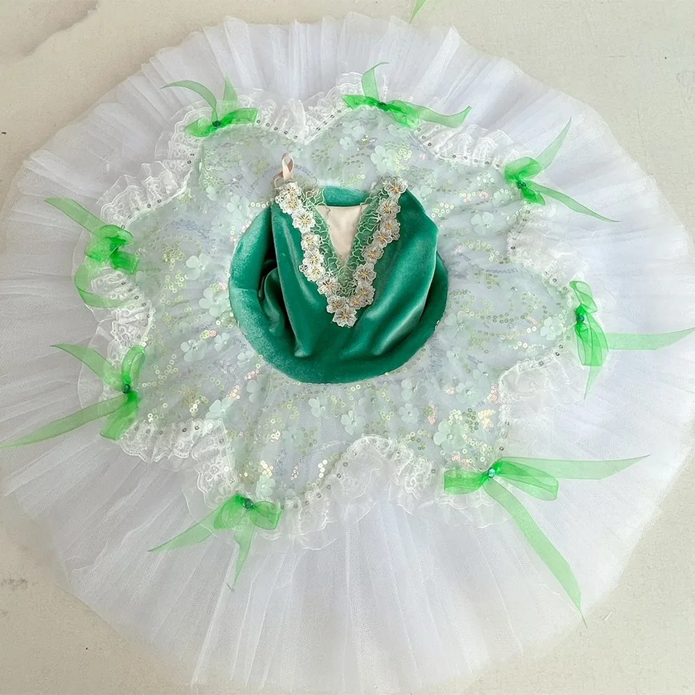 Falda de Ballet profesional para niños, tutú de cisne con lazo, ropa de bailarina, ropa de actuación para mujeres, color verde púrpura