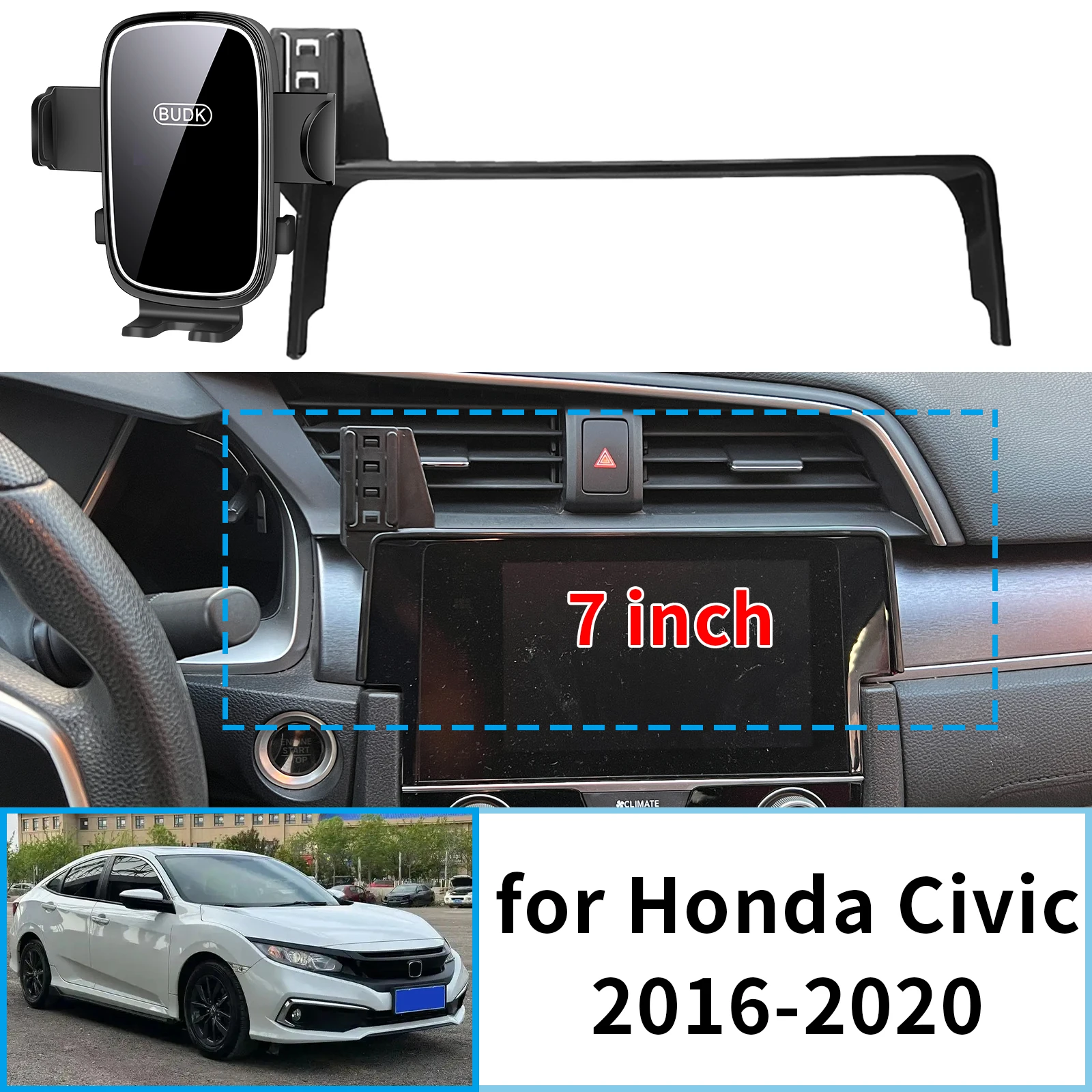 

fit for Honda Civic 2016 2017-2020 Hatchback TYPE R Stable Clip-On Phone Holder​​ Mount Screen Base No Vibration​ accessoires