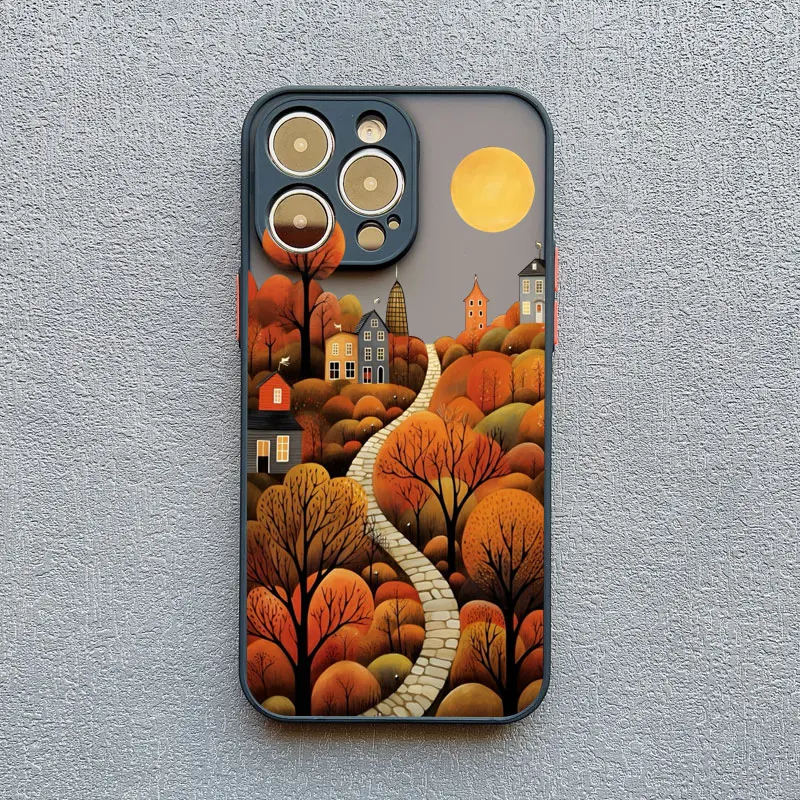 Blätter Herbst Waldhaus Handyhülle für iPhone 17 16 12 13 Mini 11 14 15 Plus Pro Max X XS XR 7 8 Schutzhülle – Detail 2