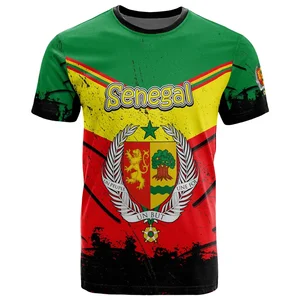 Senegal afrikanischer Männer -T -Shirt, 3D -gedruckter Mantel, runde Farbplatten, lose kurzschlindige T -Shirt, Sport Mode, Sommer 10 Hauptverkaufshemd Senegal - №2