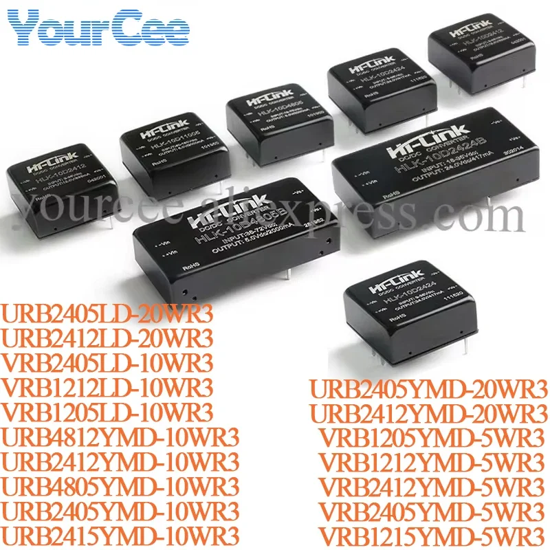 20W 10W 5W Isolated Non-regulated Power Supply Module 48V 24V 12V DC-DC URB4812YMD VRB1205YMD URB2412YMD URB4805YMD URB2405YMD