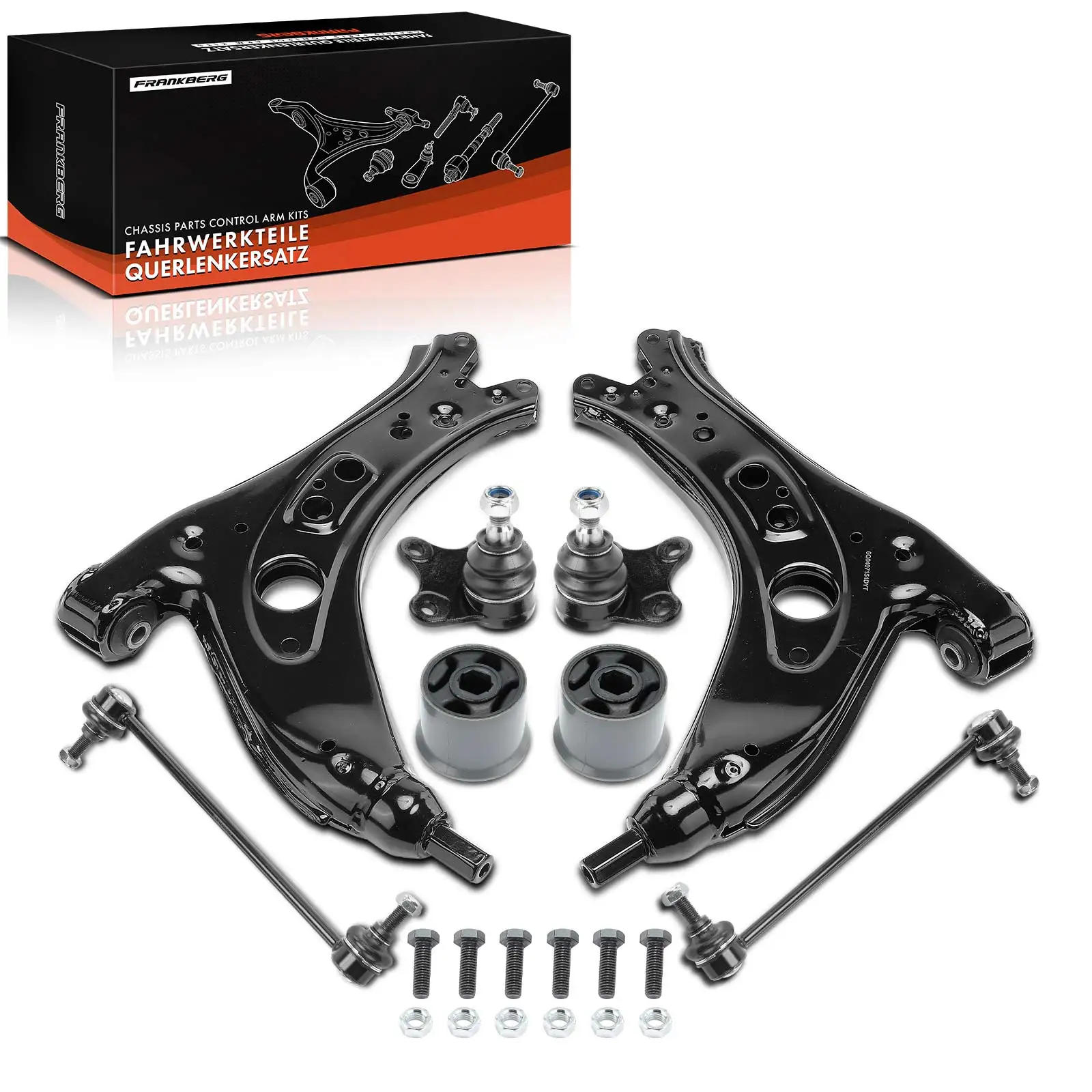 Frankberg 8-teilig Querlenker Satz Vorderachse unten für VW Fox Schrägheck Polo Seat Cordoba Ibiza III Skoda Fabia I 6Q0407151D