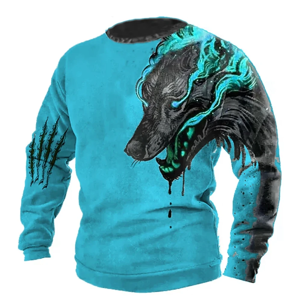 

Винтажная футболка, мужские летние длинные футболки с 3d принтом волка, топы, 2025 г., мужская уличная одежда, одежда больших размеров, футболки с круглым вырезом и графикой