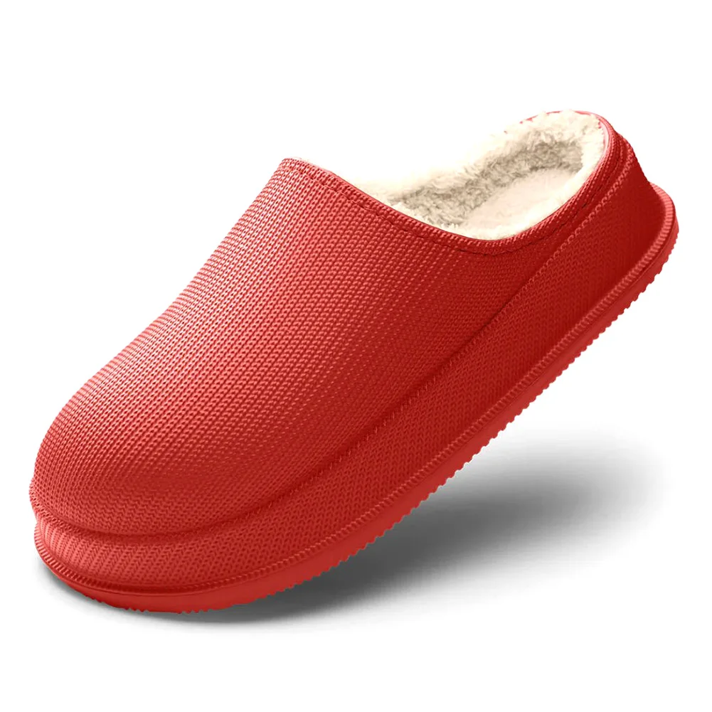 

Waterproof House Slippers Closed Toe Slippers with Plush Lining Thermal Walking Shoes Fluffy Couple Slippers for Indoor/Outdoor