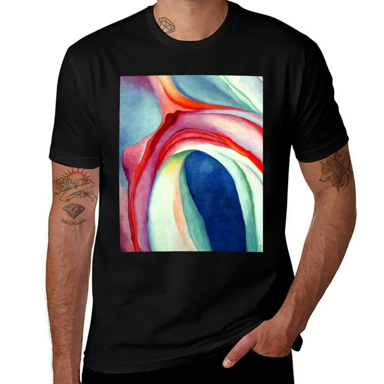 Music, Pink and Blue No.2 by Georgia O'Keefe T-Shirt man t shirts for men T-Shirt