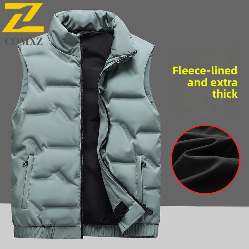 

Brand Men Down Vest Stand Collar Outdoor Camping Windproof Warm Jacket Sleeveless Design Skin Friendly Breathable Winter Coats