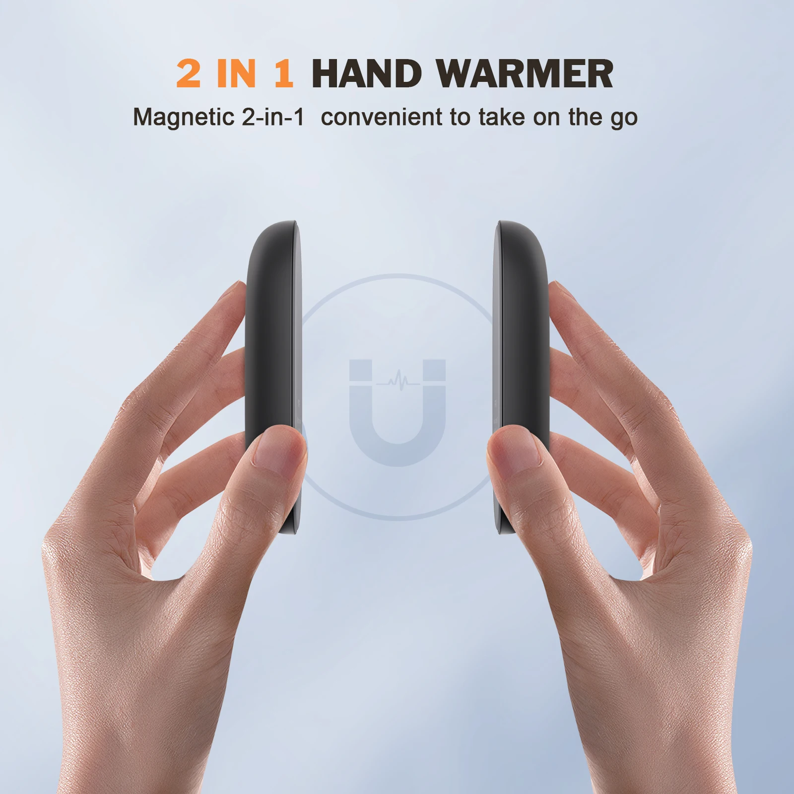 Hand Warmers Magnetic 2 Pack Rechargeable Full Warmer Body Instant Heating, 8 Hrs Long Warmer, 5,000 mAh Pocket Size Electric Wa