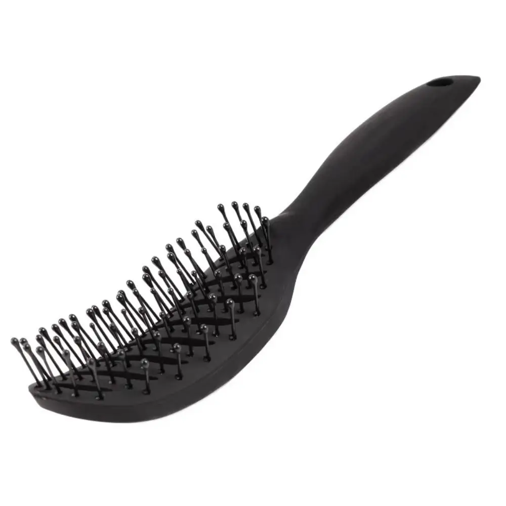 Portable Anti Static Styling Hair Brush Heat-Resistant Plastic Curved Vent Detangling Brush 9 Row Rack Wide Tooth Wave Brush
