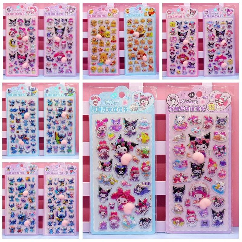 36pcs Cute Cartoon 3D Laser Embossed Stickers For Children Diy Fun Sticker Mobile Phone Case Water Cup Decorative Stickers Toy