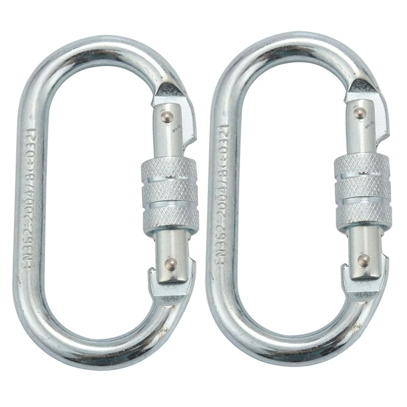 2X O Shape 25KN Alloy Steel Safety Buckle Professional Rock Climbing Carabiner Mountaineering Buckle Main Lock