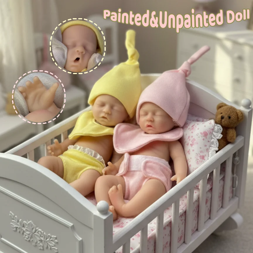 

6-дюймовые окрашенные и неокрашенные мини-твердые силиконовые куклы с открытым ртом Bebe Reborn для девочек и мальчиков, мягкие на ощупь, реалистичные реалистичные куклы для новорожденных