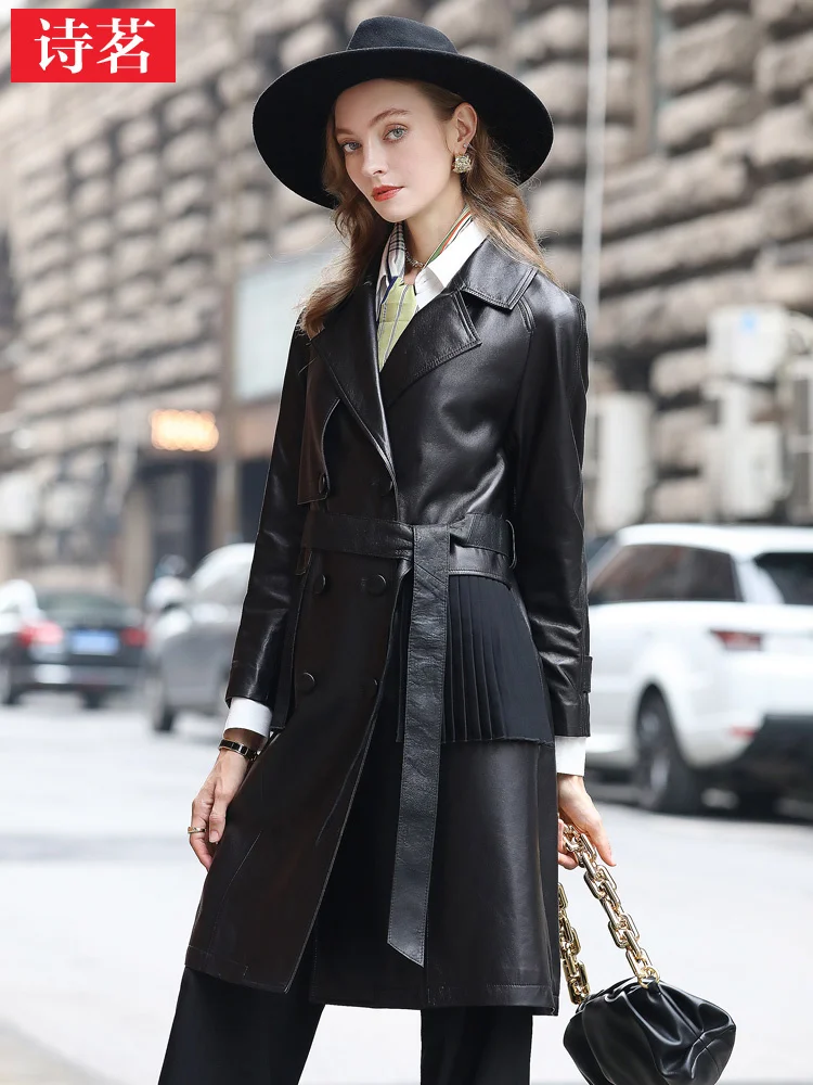 

2023 Autumn and Winter New Fashion Sheepskin Windbreaker Casual Coat Genuine Leather Coat Women's Mid Length Zh862