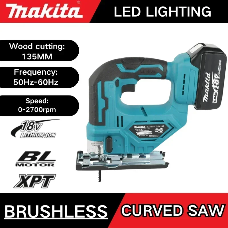 Makita DJV182 Cordless Jig Saw 18V Multi-Angle Bevel Base For Household Renovation Wood Metal DIY Projects