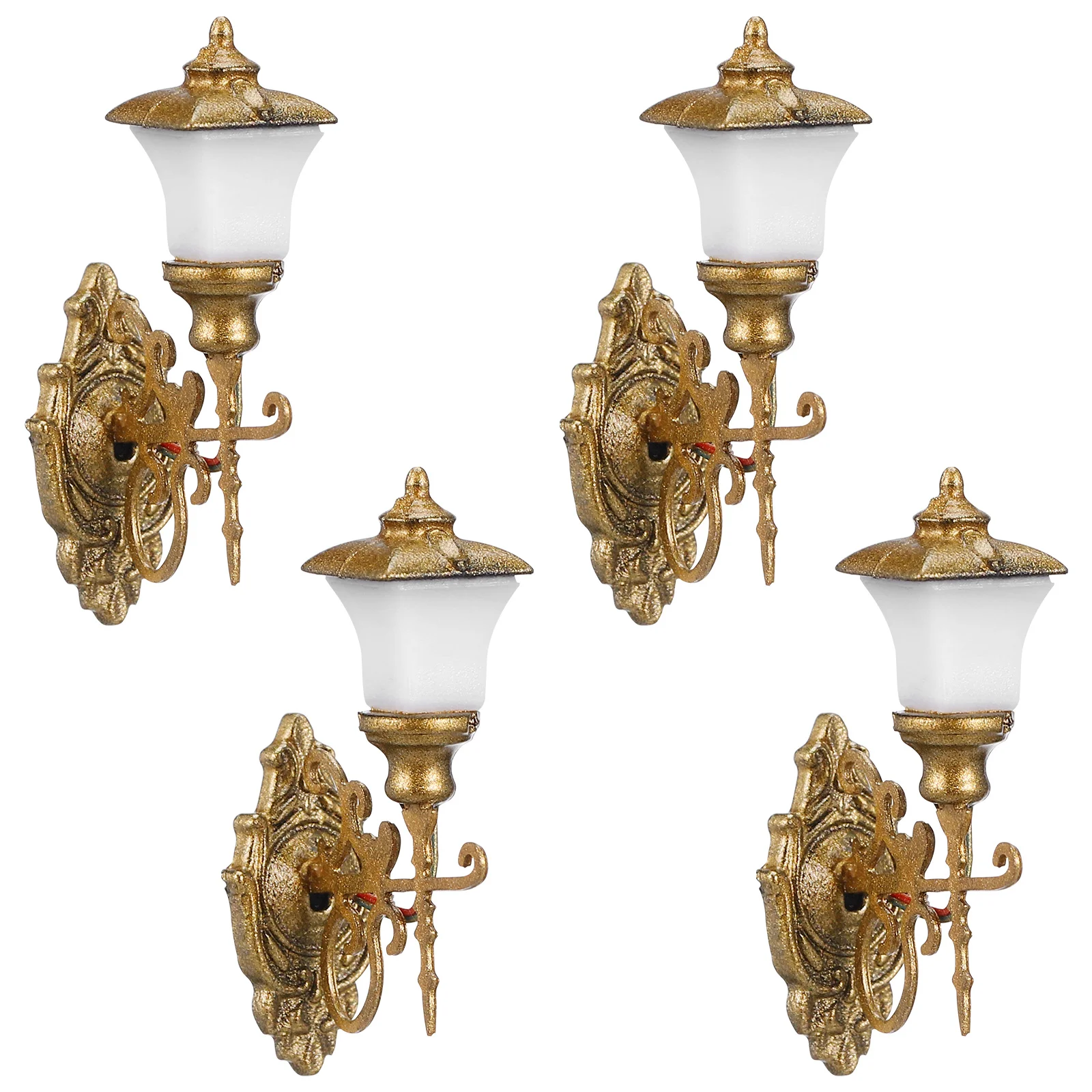 4 Pcs Mini Wall Lamp Model ABS Light Adornment Vintage Decorative Sand Table Materials Mini House Landscape