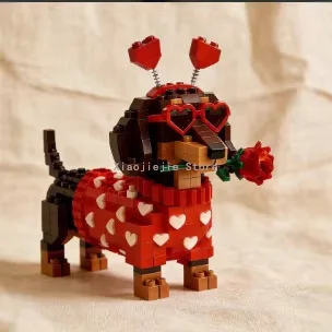 Fun Puppy Building Blocks Set, various dog breeds including Corgi, Dachshund, Bernese Mountain Dog and Yorkshire Terrier. Educat