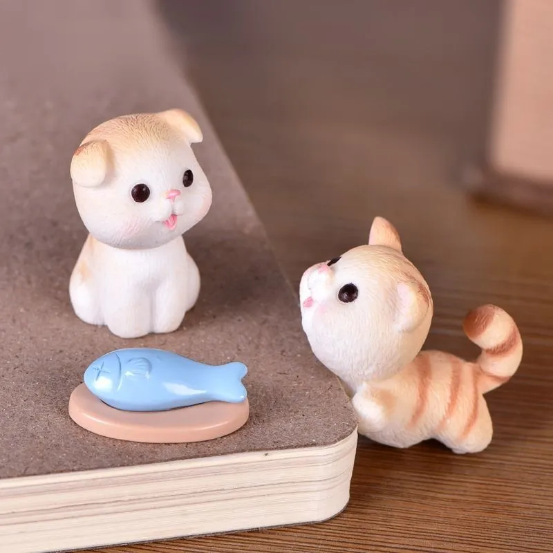 Figuritas de adorno en miniatura para niños, accesorios de jardín de hadas, paisaje, lindo gato Kawaii, coño, gatito, juguete para niños, decoración