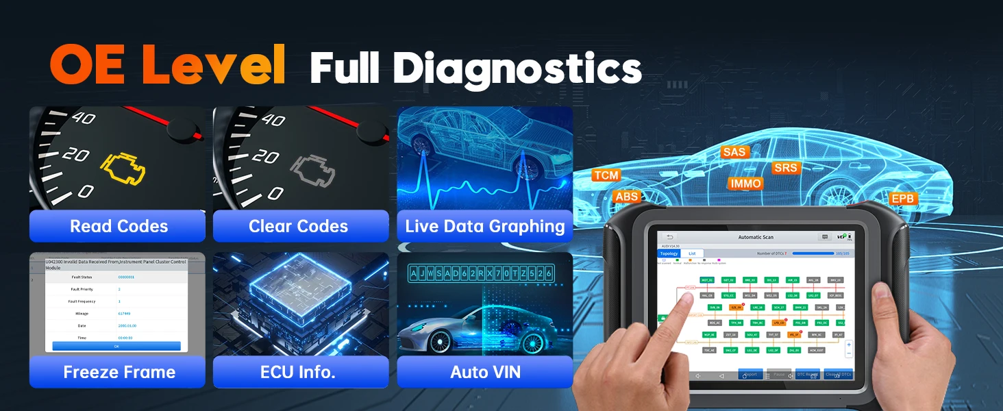 XTOOL D9S Intelligentes Auto-Diagnosegerät ECU-Codierung 45 Reset-Funktionen Schlüsselprogrammierung FCA AutoAuth DOIP CANFD Topologie Automobil-Scanner – Detail 3