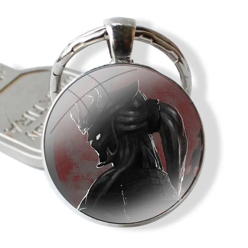 Glass Metal Pendant Key Chain Classic Men Women Key Ring Accessories Jewelry Gifts Japanese samurai oni mask Custom